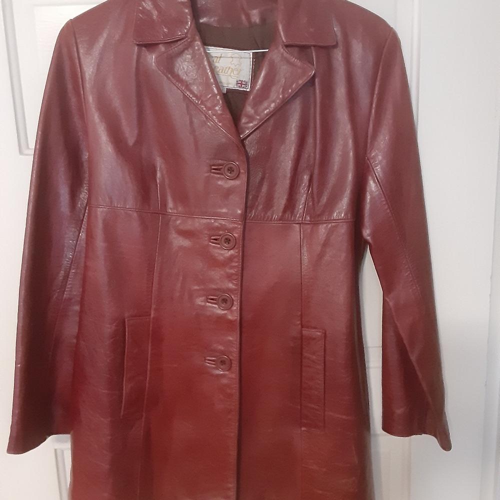 Made in England leather red coat size m